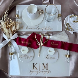 Verlobungstablett Hochzeitstablett damat kahvesi tepsisi soft white