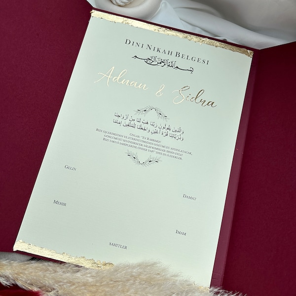 Certificato di matrimonio islamico Dini Nikah Belgesi Beige