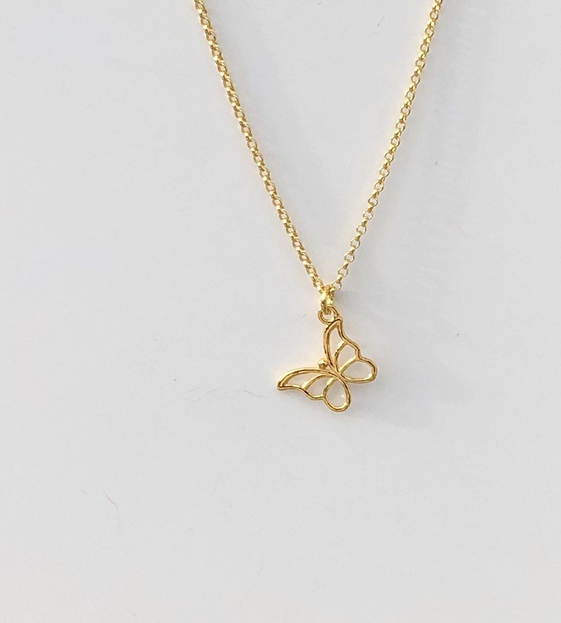 plain necklace with butterfly butterfly necklace butterfly pendant Butterfly necklace