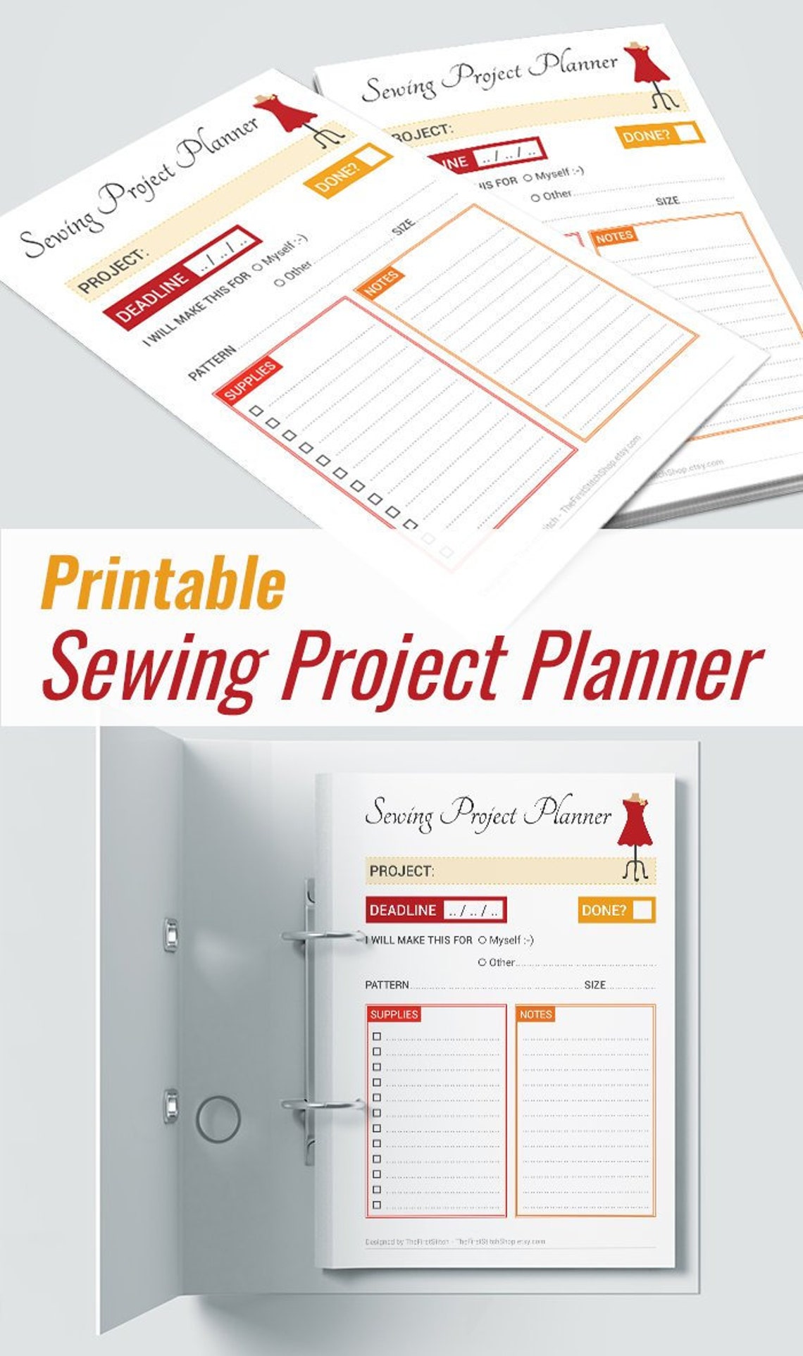 Sewing Project Planner PDF Printable Sewing Planner Sewing Etsy