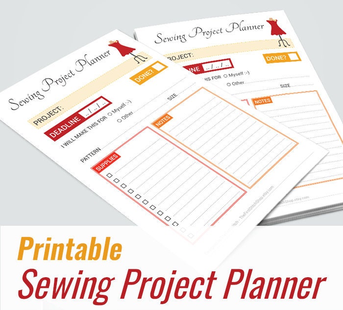 Sewing Project Planner PDF Printable Sewing Planner Sewing Etsy