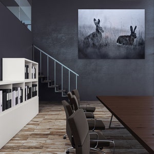 Hare Digital Fine Art Print. Black and White Wildlife Wall Art.  Monochrome Photography Wildlife Art.  Contemporary British Wildlife Art.