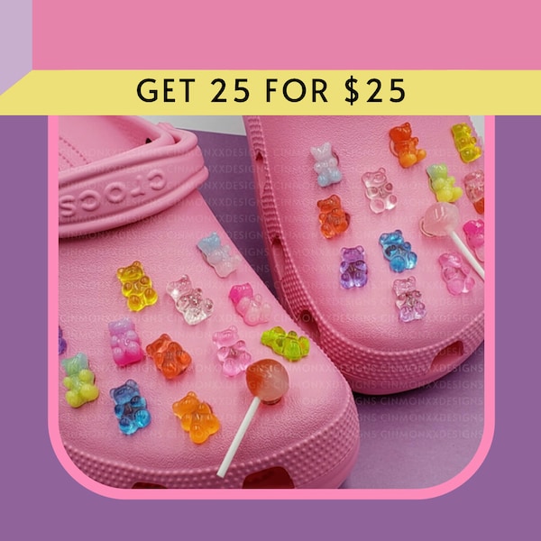 25Pcs Crystal Bear Pattern PVC Shoes Cute Charms Decor For Croc And