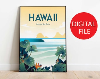 Hawaii  Poster | Travel Poster HawaiiTravel PosterHawaii Travel Poster, France Digital Download SIZE 16x20  inches