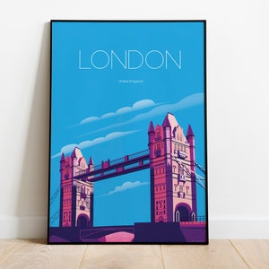 London England  travel poster  London  Tower Bridge  print   poster print size 8x10 12x16 18x24 24x36 inches