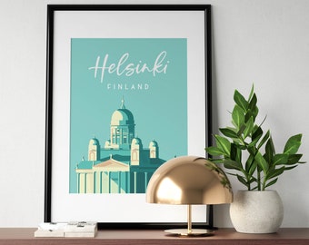 Helsinki Finland Poster - Finland art print / Travel Poster Tamaños: (pulgadas) 8x10 12x16 16x20 18x24 24x36
