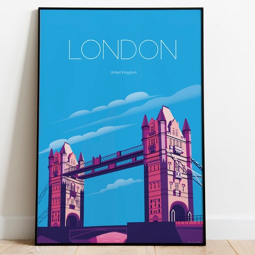 London England Travel Poster London Tower Bridge Print Poster Etsy