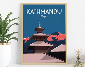 Nepal Kathmandu Valley Travel Poster Printable Wall Art, Instant Digital Download 8x10 inches  size