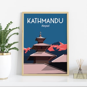 Nepal Kathmandu Valley Travel Poster Printable Wall Art, Instant Digital Download 8x10 inches  size