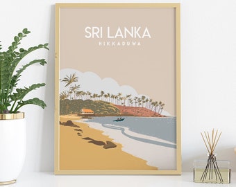 Sri lanka Impression d’affiche de voyage Hikkaduwa formats d’affiche (pouces) 8x10 12x16 12x18 18x24 24x36