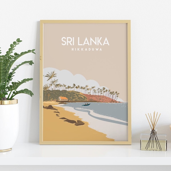 Sri lanka Travel poster  print  Hikkaduwa poster   sizes (inches) 8x10 12x16 12x18 18x24 24x36