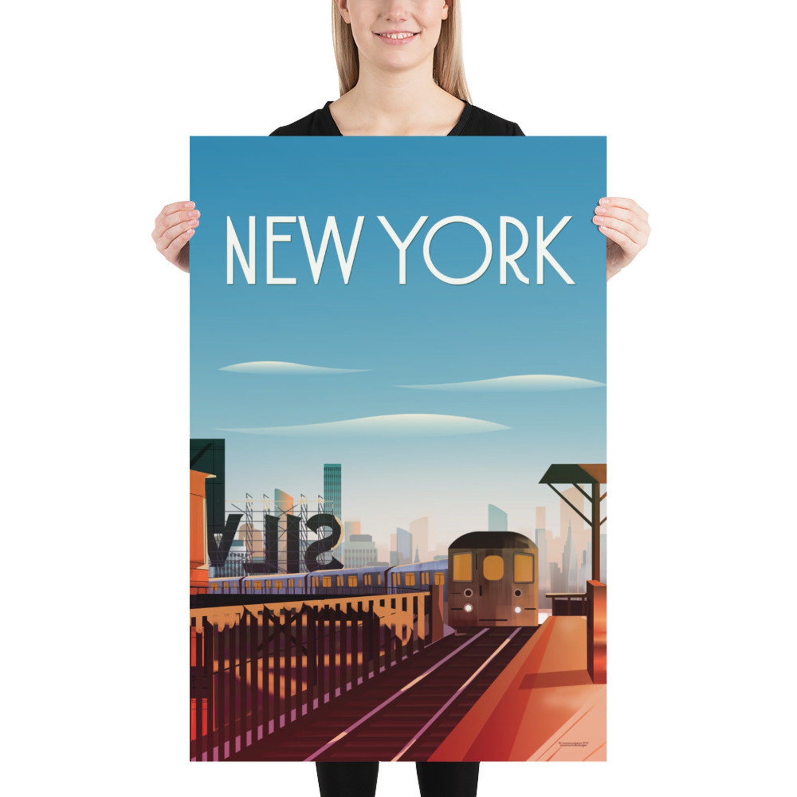 New York City Travel Poster Printable Wall Art Travel Poster | Etsy