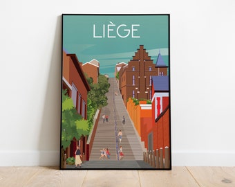 Liège  Belgium Travel Poster Printable Wall Art, Instant Digital Download 40X60 Cm  size
