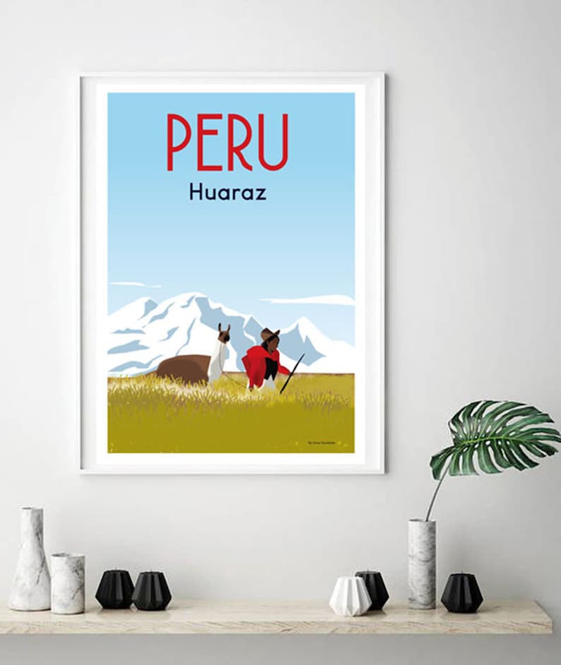 Huraz Peru Travel Poster Wall Art Peru Enhanced Matte Etsy