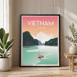 Poster della Baia di Halong - Stampa artistica del Vietnam / Poster di viaggio Dimensioni: (pollici) 8x10 12x16 18x24 24x36