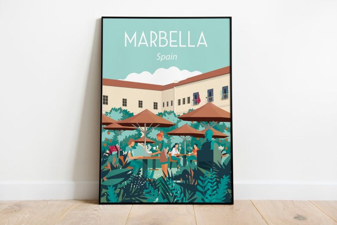 Marbella Spain Travel Poster Wall Art, Size 8x10 12x16 18x24 24x36