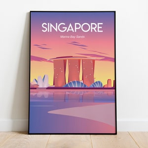 Singapore Skyline, Travel poster Print | Home Decor Wall Art |  Maten: (inch) 8x10 12x16 12x18 16x20 18x24 24x36