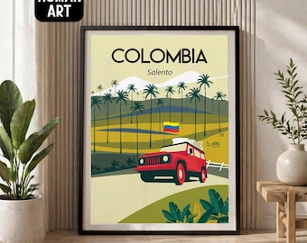Salento Colombia Valle de Cocora Travel Poster | Vintage Landscape Wall Art (Digital Download)