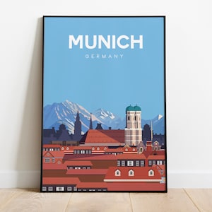 Munich Alemania cartel de viaje de la ciudad póster de viaje vintage