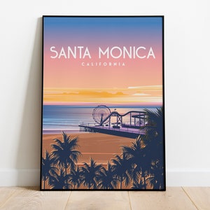Santa Monica travel poster digital file 16x20 inches size