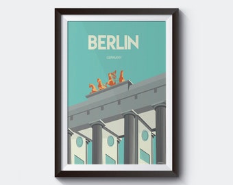 Brandenburg Gate Poster, Berlin, Germany Print. Poster. Travel Art. Wall Art. Digital Instant Digital Download A4 size