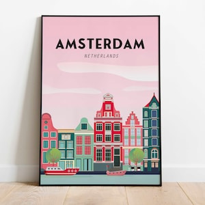 Amsterdam | Vintage Travel Poster | Enhanced Matte Paper perfect for your wall !Poster,  Digital Download  size 18x24 inches