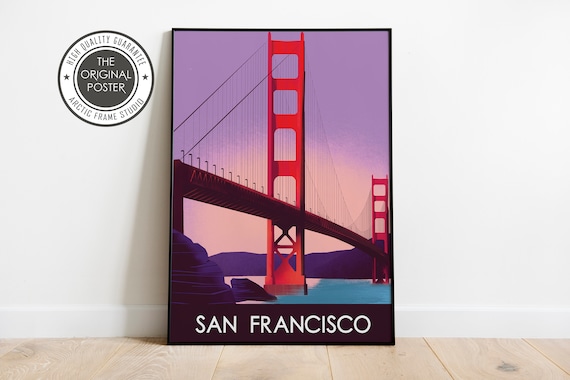 Golden Gate Bridge 18x24 Etsy Poster Enhanced 8x10 Wall Sizes: for 24x36 Matte Vintage Travel inches 12x16 - Paper Perfect Your