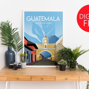 Antigua Guatemala travel poster digital file 16x20 inches digital file