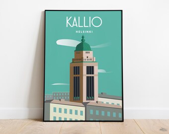 Kallio Helsinki Finlandia ¡Arte de pared del cartel del viaje! Tamaños: (pulgadas) 8x10 12x16 18x24 24x36
