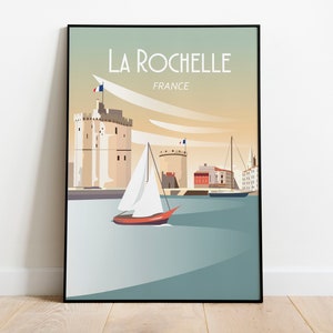 Cartel de viaje de La Rochelle Francia, impresión, impresión de arte, decoración de la habitación, carteles digitales, descarga digital instantánea, 30x40 cm