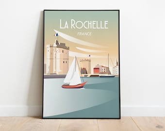 La Rochelle France Travel Poster, Print, Art Print Room Decor posters Digital Instant Digital Download 30x40 cm