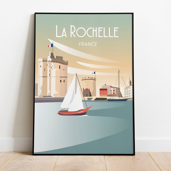 La Rochelle France Travel Poster, Print, Art Print Room Decor affiches Digital Instant Digital Download 30x40 cm