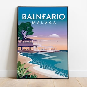 Cartel viaje Málaga españa balneario Archivo digital 70x 100 cm