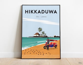 Sri Lanka Affiche de voyage tuk tuk imprimer Affiche Hikkaduwa Taille de fichier numérique A3