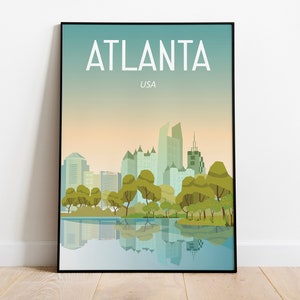 Atlanta Print Atlanta Reiseposter Atlanta Georgia Größen: (Zoll) 8x10 12x16 18x24 24x36