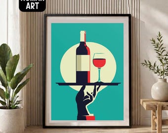 Rotwein Vintage Poster, Retro französische Küche Kunstdruck (8x10 bis 24x36 inches)
