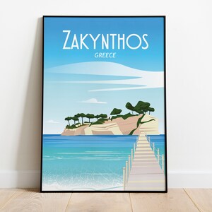 Zakynthos Grecia Vintage Travel Poster / Carta opaca migliorata perfetta per la tua parete! Dimensioni: (pollici) 8x10 12x16 18x24 24x36
