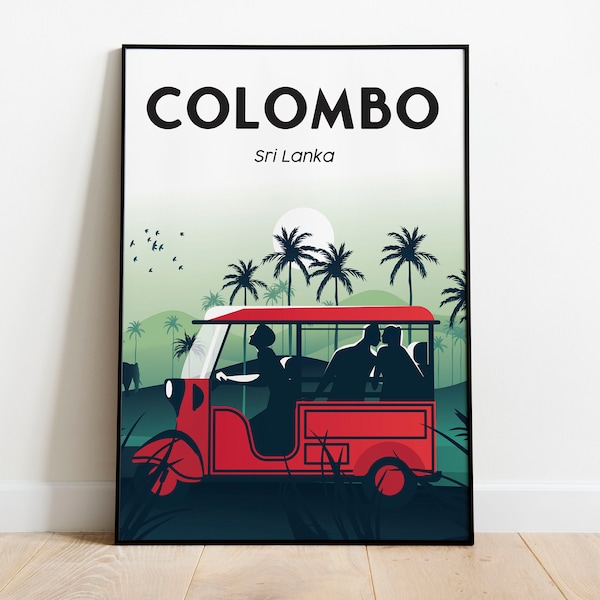 Colombo Sri Lanka Travel Poster, Print, Vintage, Art Print Room Digital Instant Digital Download A3 size