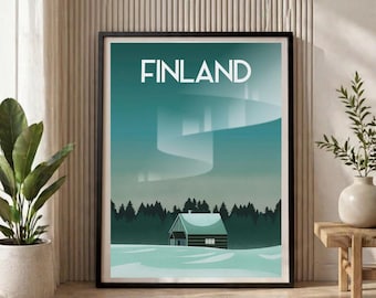 Finland Lapland Aurora Borealis Art Print | Winter Northern Lights Poster
