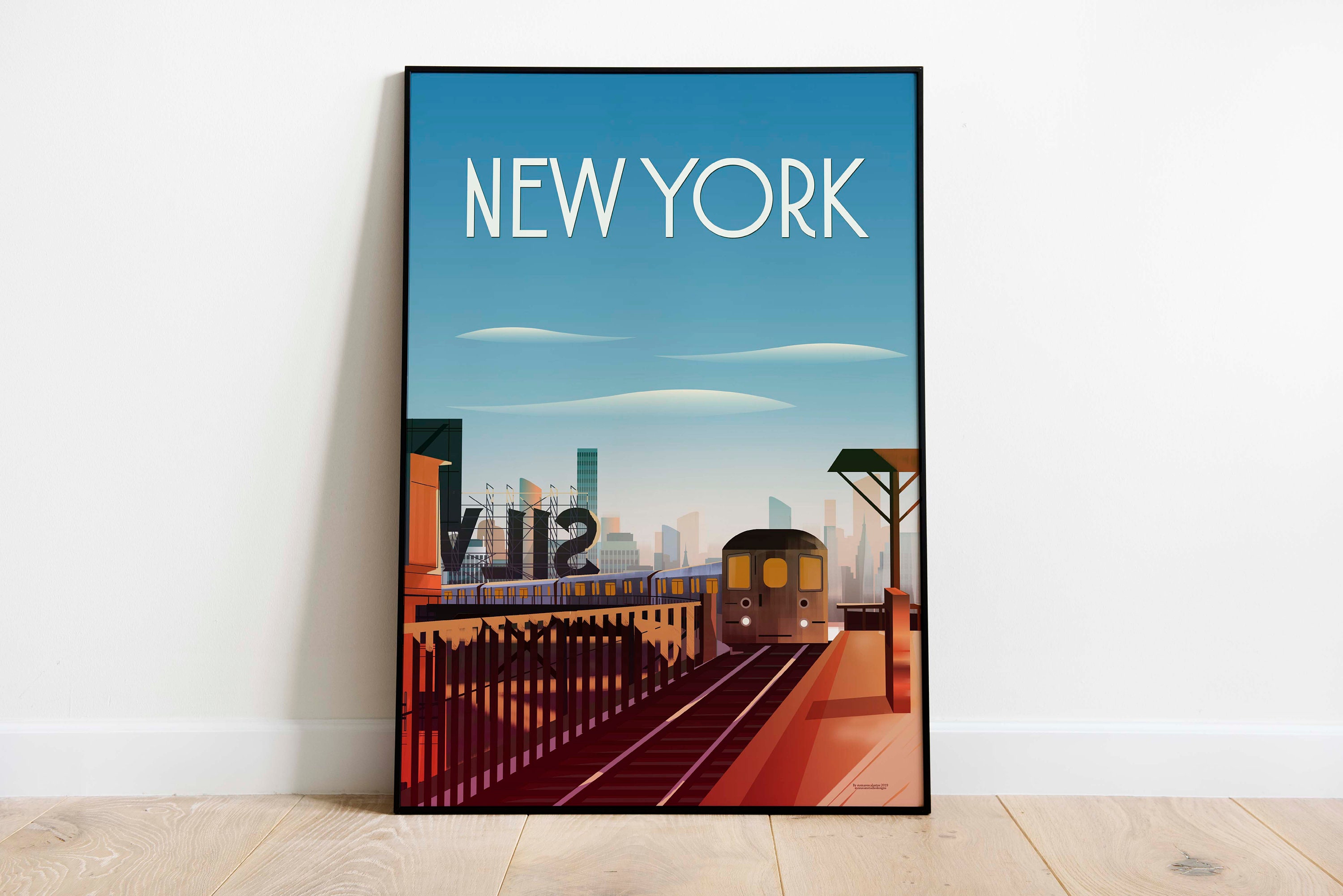 New York City Travel Poster Printable Wall Art Travel Poster | Etsy