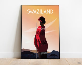 Eswatini (Swaziland) Africa Travel Poster – African Art | A4 Instant Digital Download