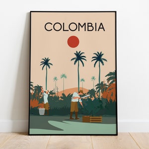 Colombia Coffeland reisposter Colombiaanse kunst Maten: (inch) 8x10 12x16 12x18 16x20 18x24 24x36