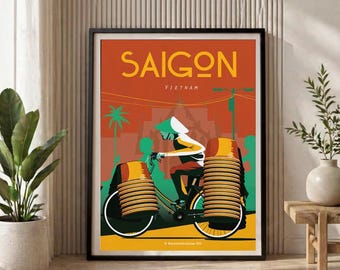 Saigon Vietnam Retro Travel Poster – Vintage City Art Print