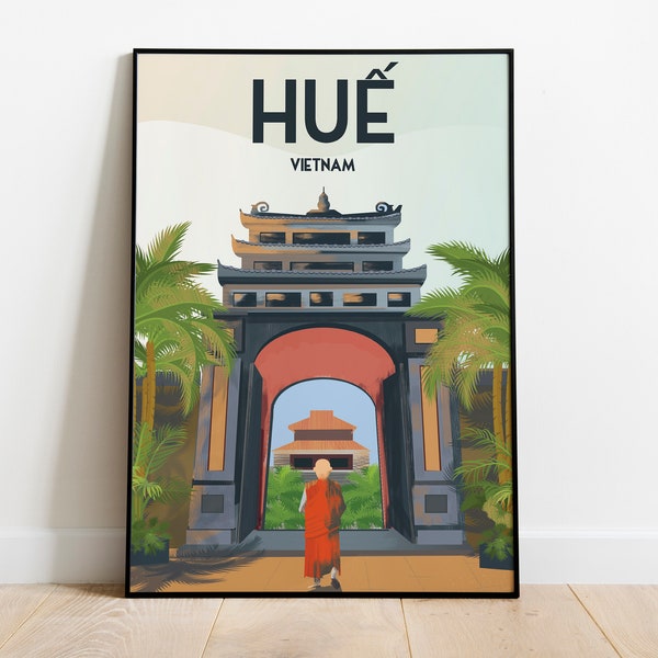 Hue Vietnam Poster Travel  Vietnam print Vintage Travel Poster,16x20 inches  size Instant Digital Download