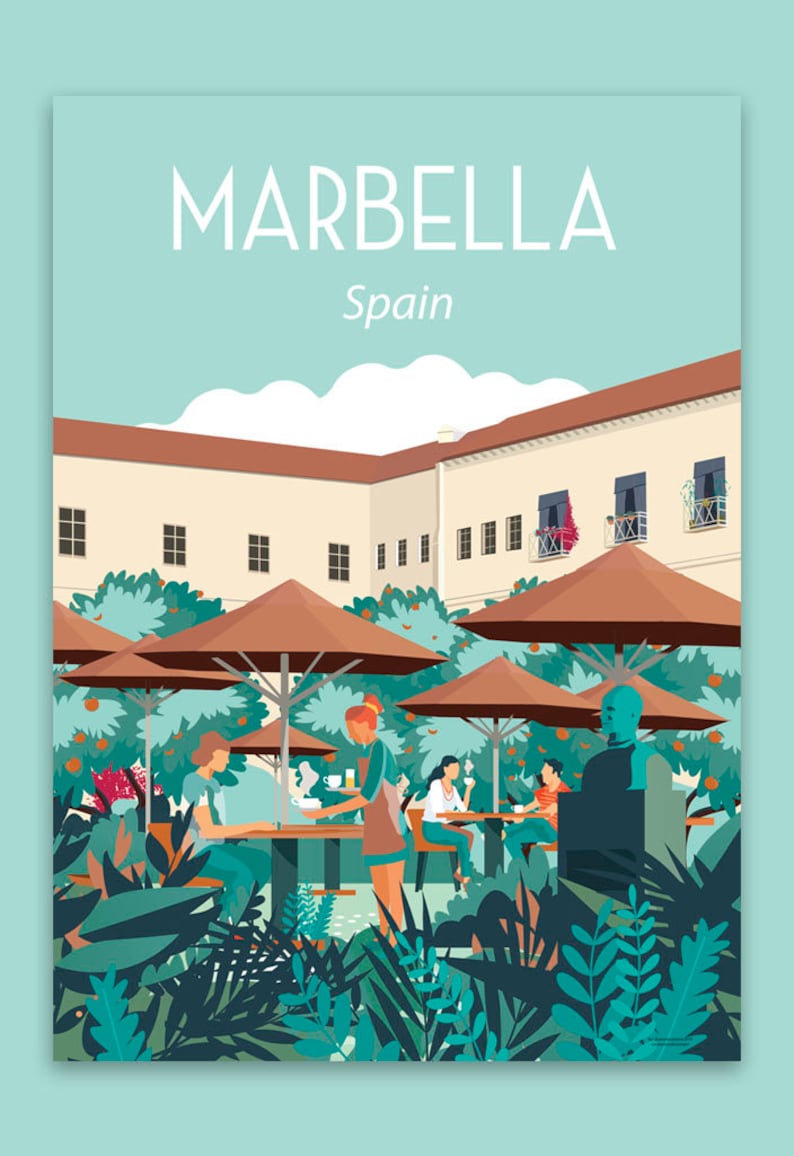 Marbella Spain Travel Poster Digital Instant Digital Etsy