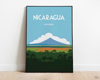 NicaraguaTravel Poster ometepe Nicaragua  Wall Décor Art, Poster, Travel Poster, Digital File 8x10 inches