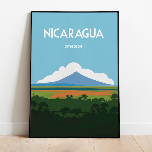 NicaraguaTravel Poster ometepe Nicaragua  Wall Décor Art, Poster, Travel Poster, Digital File 8x10 inches