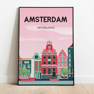 Amsterdam reisposter | Vintage Reisposter | Verbeterd mat papier perfect voor uw muur!