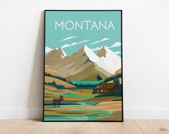 Montana travel poster wall art decoration Digital file 24x36 inches   ready to print.