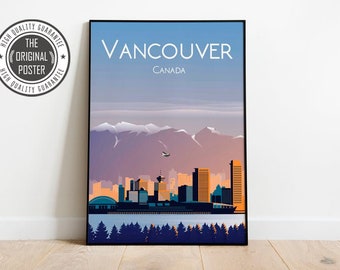 Vancouver traditional travel print - Canada, Vancouver poster, Vancouver print, Digital Download SIZE  24x36 inches